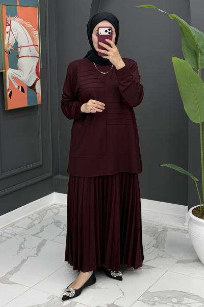 Safinaz Etekli Takım - Bordo Bordo