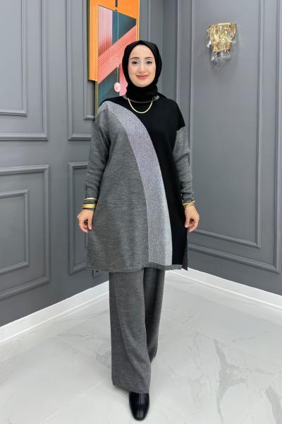 Şahika Triko Takım- Gri Gri
