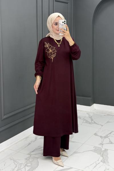 Salkım Uzun Takım - bordo Bordo