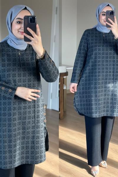 Sanat Takım - Kare Desen Siyah Beyaz