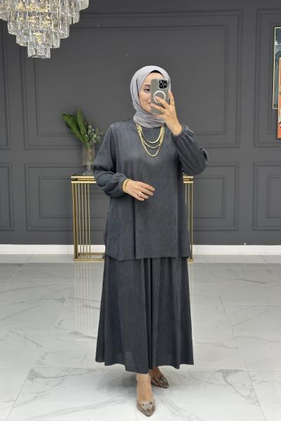 Seda etekli takım - gri Gri