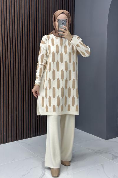 Selen Triko Takım - Krem Krem