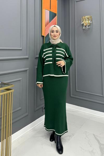 Sembol Triko Elbise - Zümrüt  Zümrüt