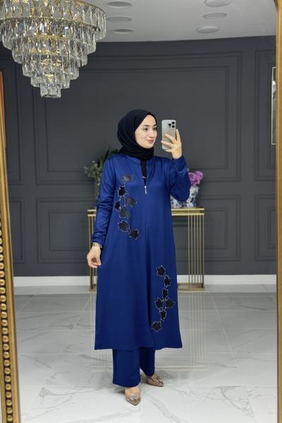 Şen uzun fermuarlı takım - mavi Mavi