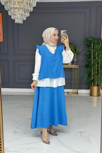 Şencan etekli takım - mavi Mavi