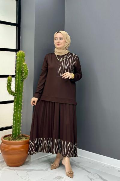 Seranay Etekli Takım - Kahve  Kahverengi
