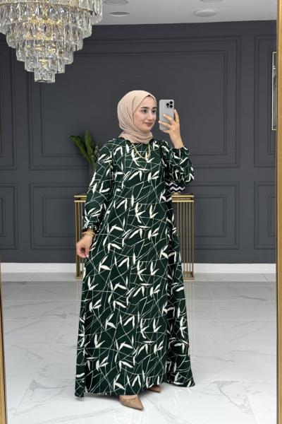 Sevilay uzun elbise - yeşil  Yeşil