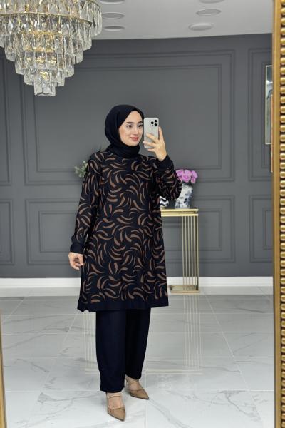 Simge tesettur takım - kahve Kahverengi