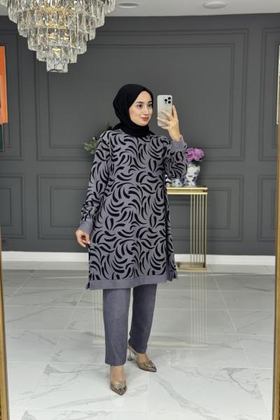 Simge tesettur takım - gri Gri