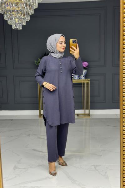 soft örme tesettur takım - gri Gri