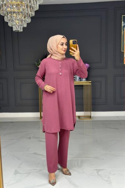 soft örme tesettur takım - gül Gül