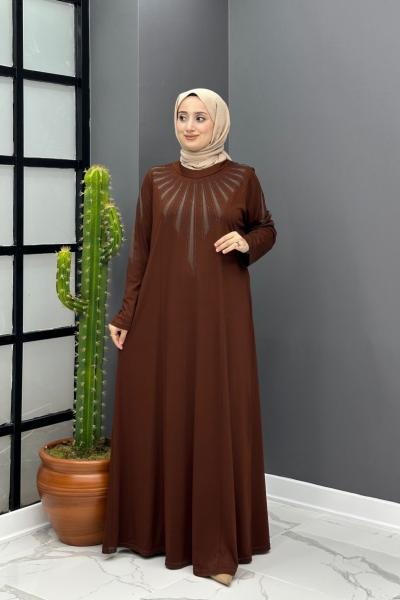 Sonay Elbise - Kahve  Kahverengi