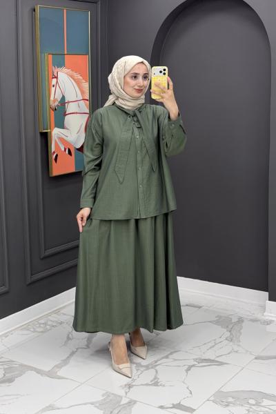 şule etekli takım - haki Haki