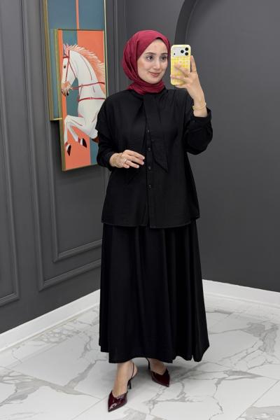 şule etekli takım - siyah  Siyah