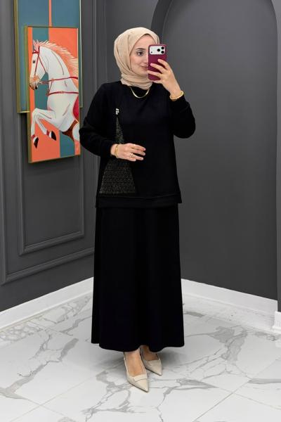 Suzan Etekli Takım-Siyah Siyah