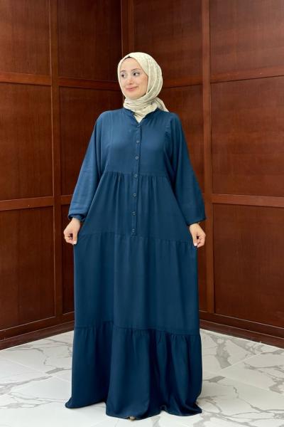 Tofisa Uzun Elbise - İndigo Mavi