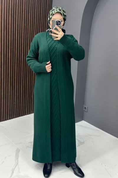 Triko Elbise Hırka Takım - Zümrüt Zümrüt