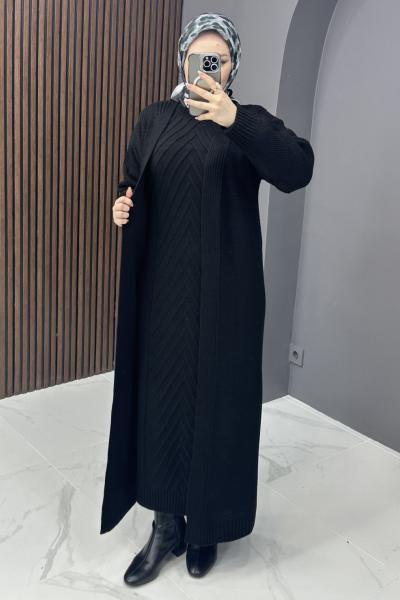 Triko Elbise Hırka Takım - siyah Siyah