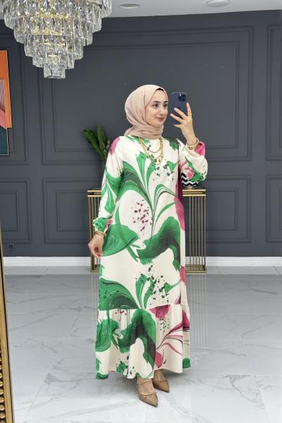 Ümmü Elbise -Yeşil Yeşil