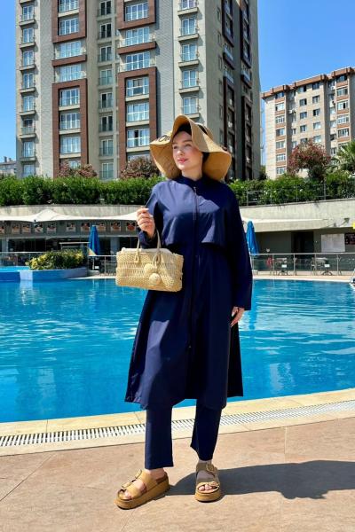 Uzun Tesettür Haşema - Lacivert  Lacivert