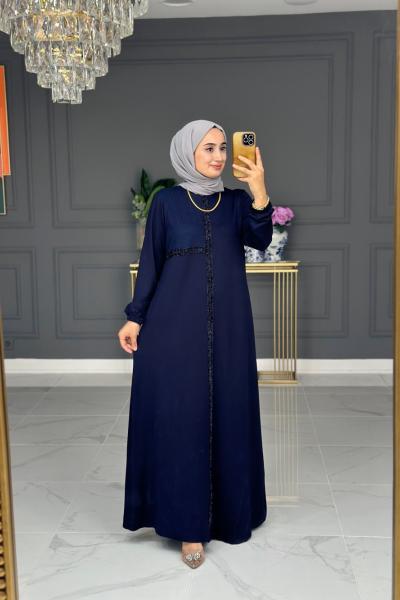 Venüs Elbise File Geçişli Büyük Beden- Laci Lacivert
