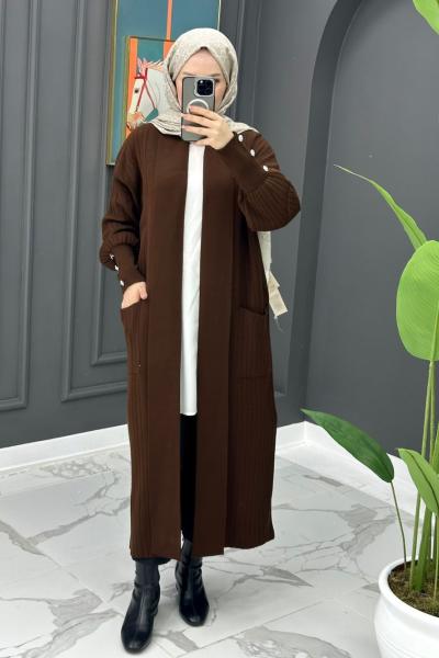 Yade Uzun Hırka - Kahve  Kahverengi