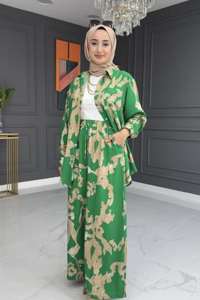 Yağmur Tesettür Takım- Yeşil Yeşil