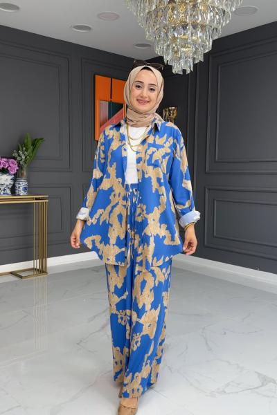 Yağmur Tesettür Takım- Mavi Mavi