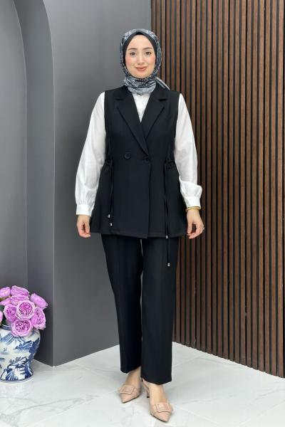 Yelekli Şık Takım - Siyah  Siyah