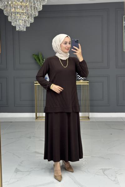 yeşim etekli takım -  kahve  Kahverengi