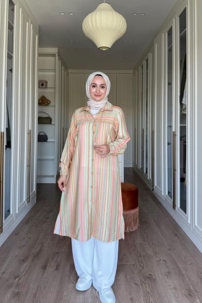 Yıldız Renkli Tunik -Turuncu  Turuncu