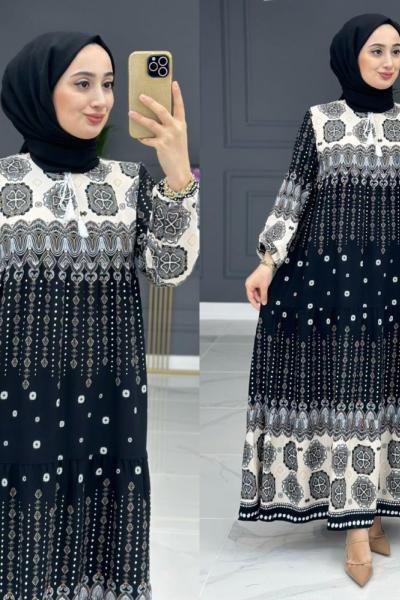 Zerrin Elbise - Siyah Siyah
