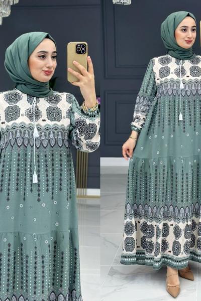 Zerrin Elbise - Yeşil Yeşil