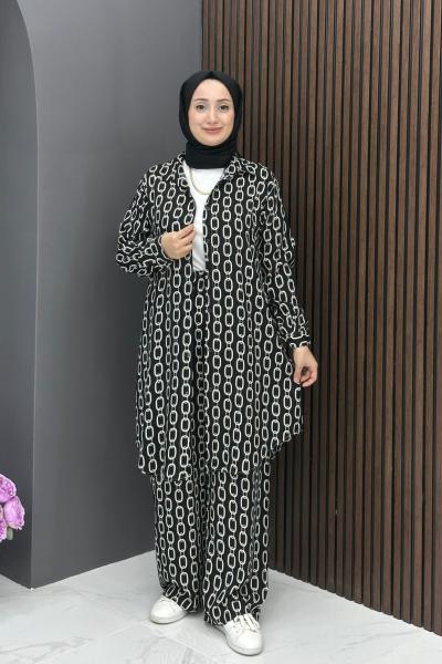 Zincir Desen Takım - Siyah  Siyah