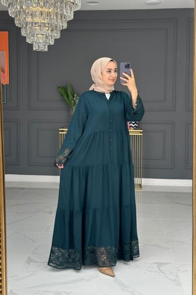 züleyha elbise - petrol Petrol Yeşili