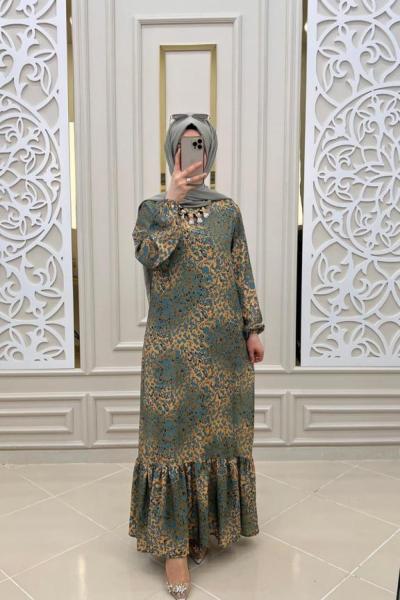 Alev Tesettür Elbisem Haki