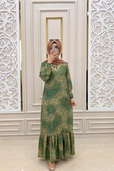 Alev Tesettür Elbisem Mint Yeşili