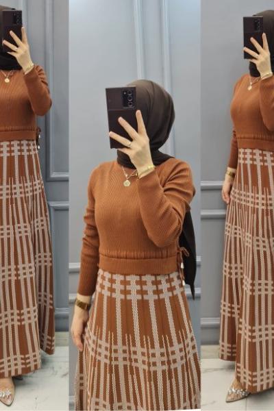 Altı Modelli Triko Elbisem Taba