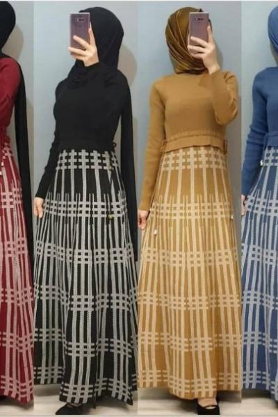 Altı Modelli Triko Elbisem Bordo