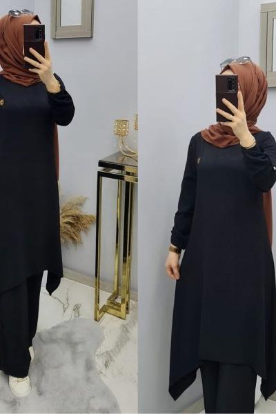 Armalı Ayrobin Tuniğim  Siyah