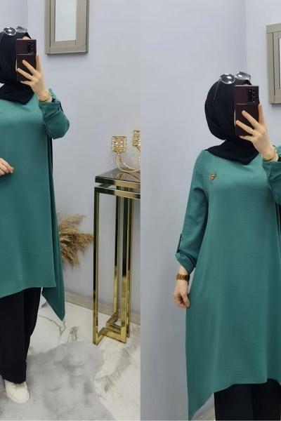 Armalı Ayrobin Tuniğim  Mint Yeşili