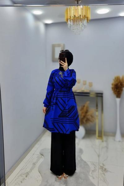 Aslı Takım Yazlık Rahat Takım  Saks Mavisi