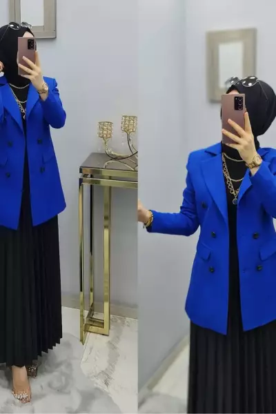 Astarlı Blazer Ceketim Saks Mavisi