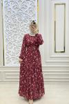 Aysima Tesettür Şifon Elbise  Bordo