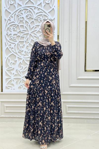 Aysima Tesettür Şifon Elbise  Siyah