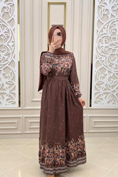 Bahar Elbise  Kahverengi