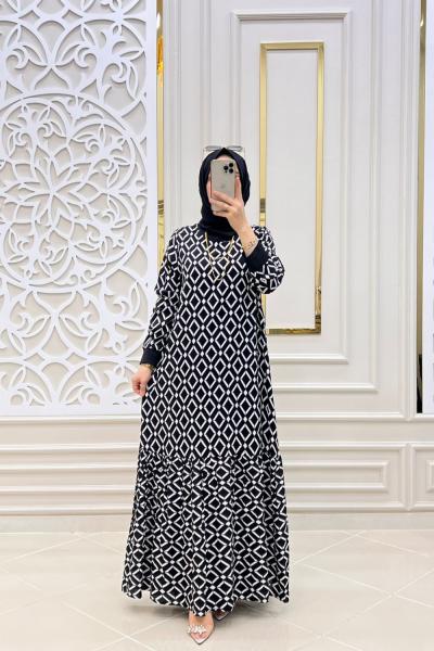 Bakla Tesettür Elbise  Siyah