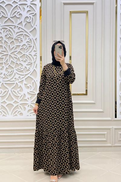 Bakla Tesettür Elbise  Sarı