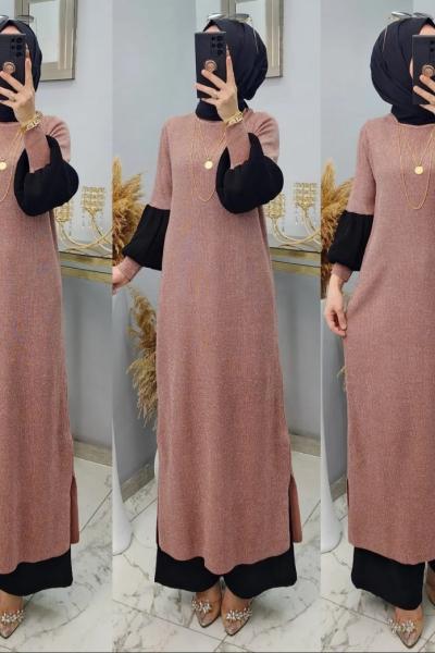 Balon Kol Elbisem Pudra