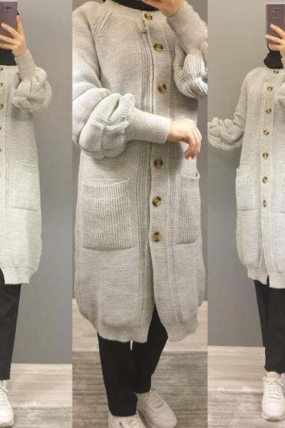 Balon Kol Hırkam Açık Gri